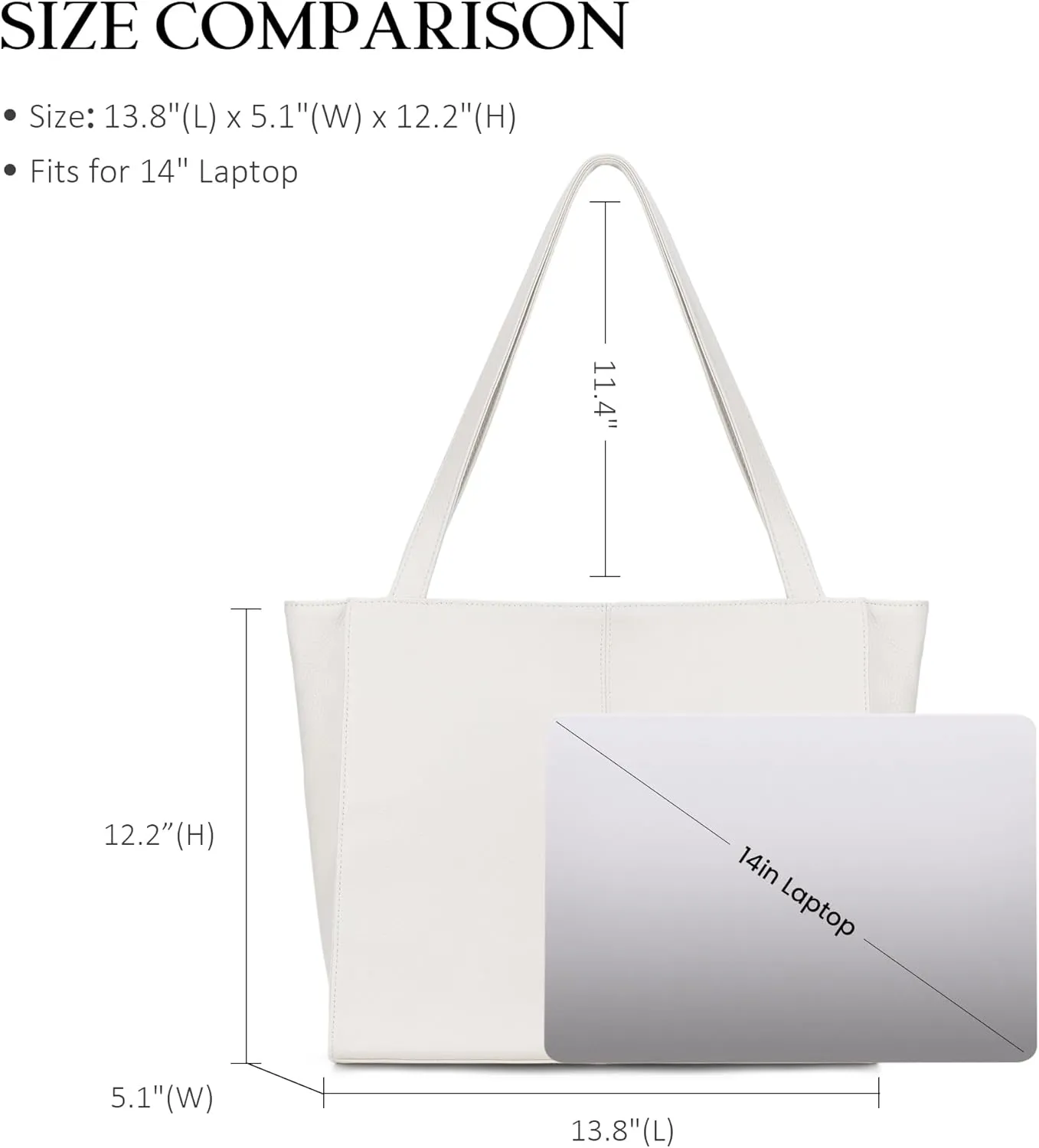 befen Genuine Leather Tote Bag for Women Work, Women's Leather Shoulder Bags Purses Satchel Handbags with Laptop Compartment