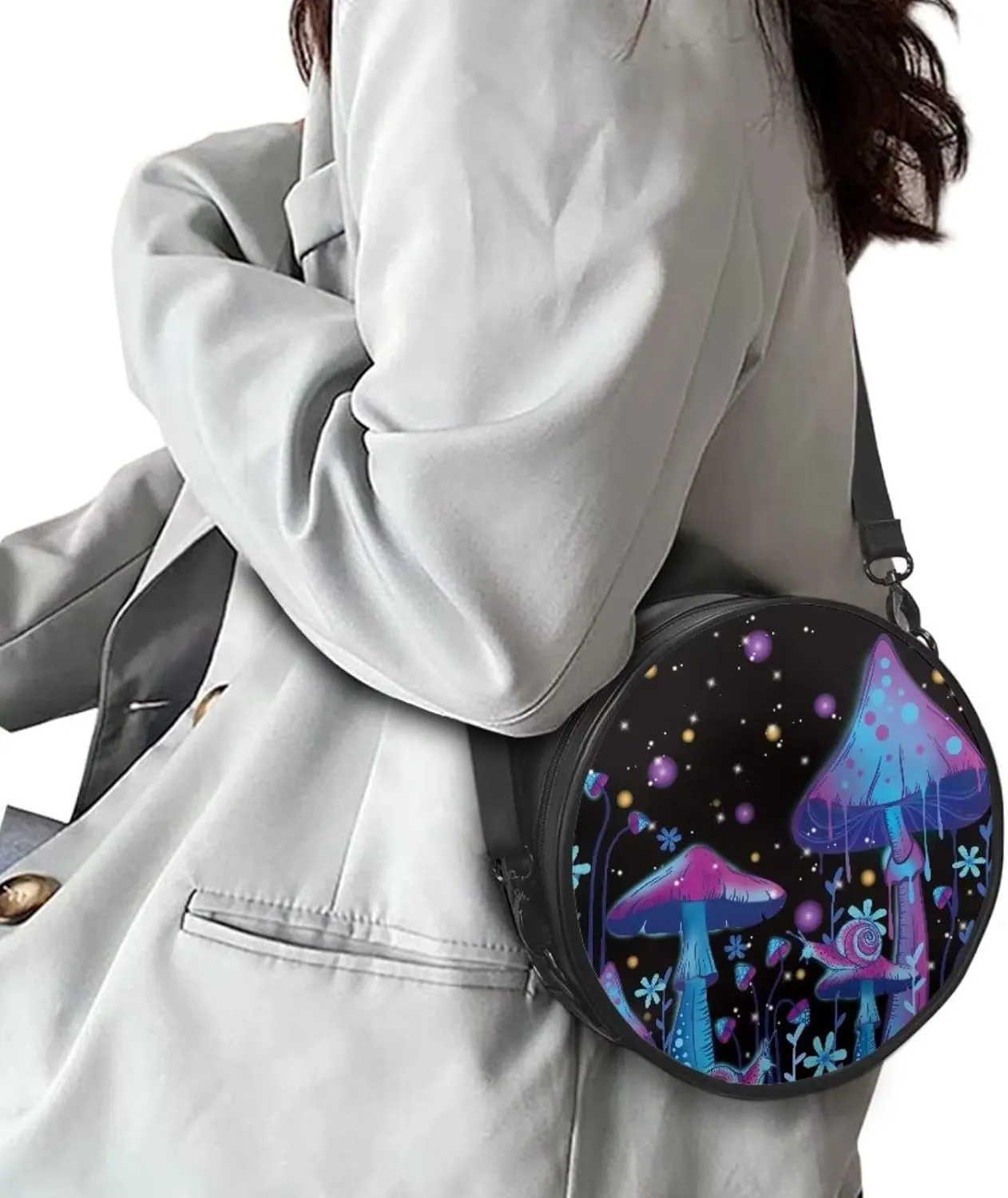 Belidome Leather Round Crossbody Bag for Women Girls Messenger Wallet Leather Purse