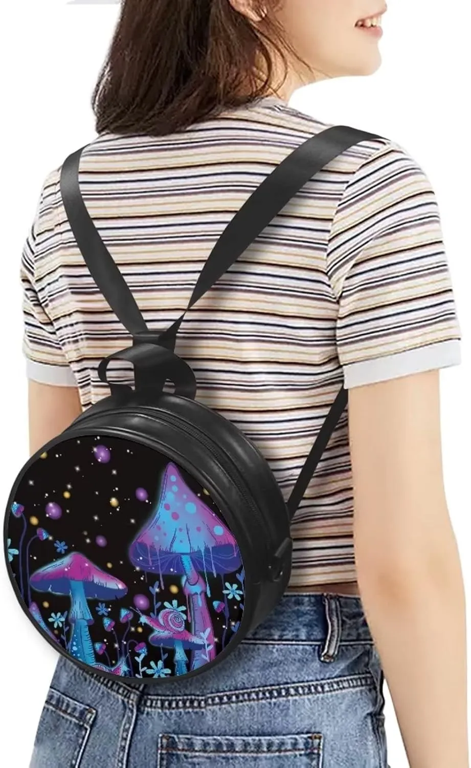 Belidome Leather Round Crossbody Bag for Women Girls Messenger Wallet Leather Purse
