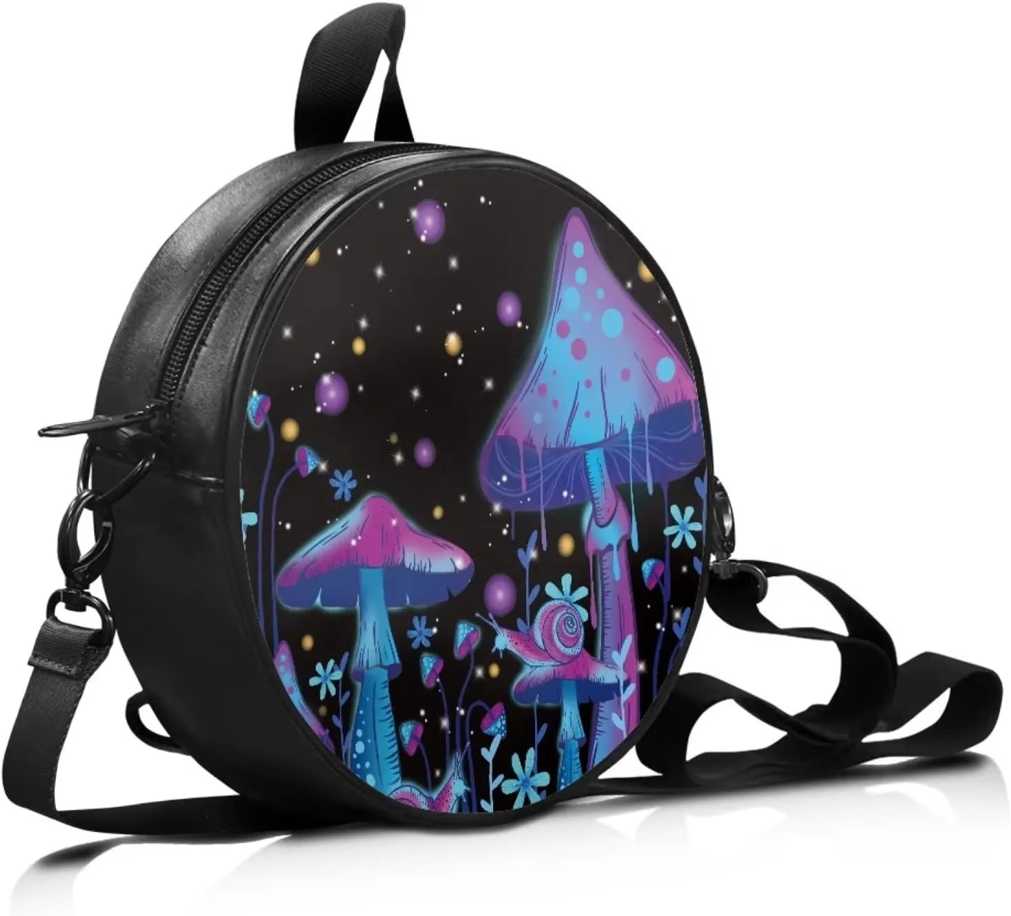 Belidome Leather Round Crossbody Bag for Women Girls Messenger Wallet Leather Purse