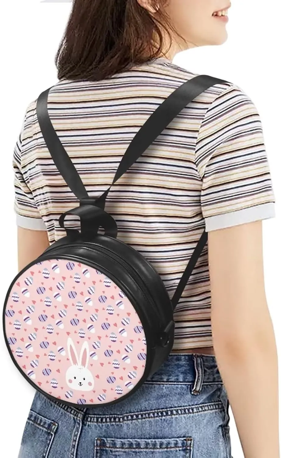 Belidome Leather Round Crossbody Bag for Women Girls Messenger Wallet Leather Purse