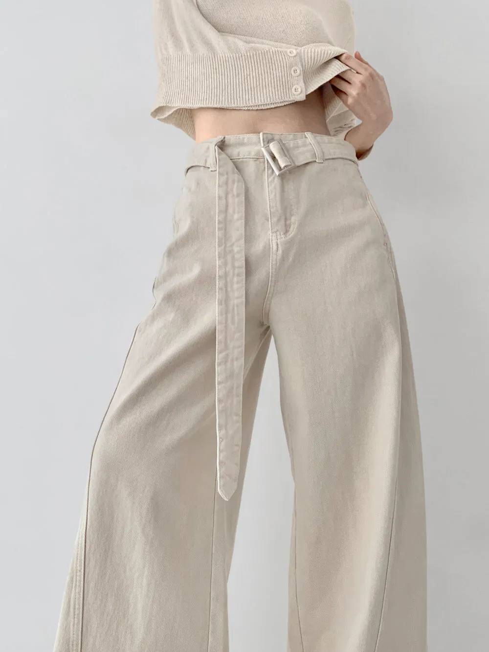 Belted Beige Pants (PREORDER)