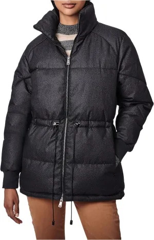 Bernardo Fashions Herringbone Heavy Puffer Jacket with Cinched Waist Black XL