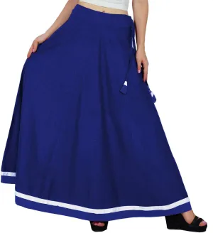 Bimba Women Long Boho Maxi Skirt Cotton Flared A-Line Skirts with Drawstring Waist