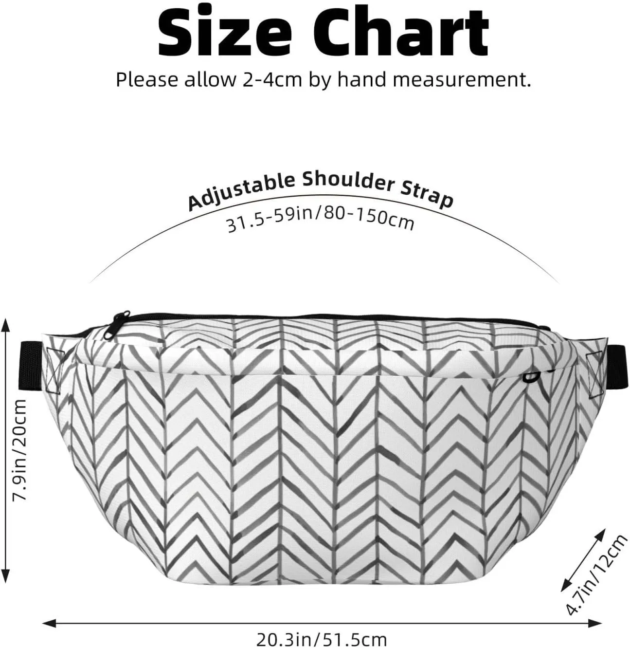 black and white stripes Multi-Purpose Fanny Pack and Crossbody Bag - High Capacity with Zipper Pockets, Ideal for Men and Women
