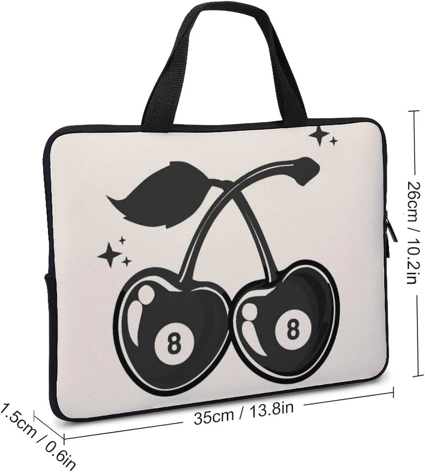 Black Billiard Ball Like Cherries Laptop Bag Laptop Case Computer Messenger Bag with Adjustable Shoulder Strap