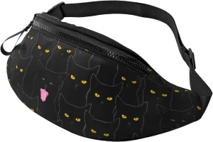 Black Cat Fanny Pack Waist Bag Adjustable Belt Bag For Men Women Traveling Hiking Cycling Running