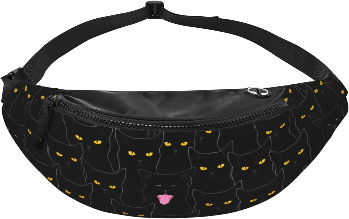 Black Cat Fanny Pack Waist Bag Adjustable Belt Bag For Men Women Traveling Hiking Cycling Running