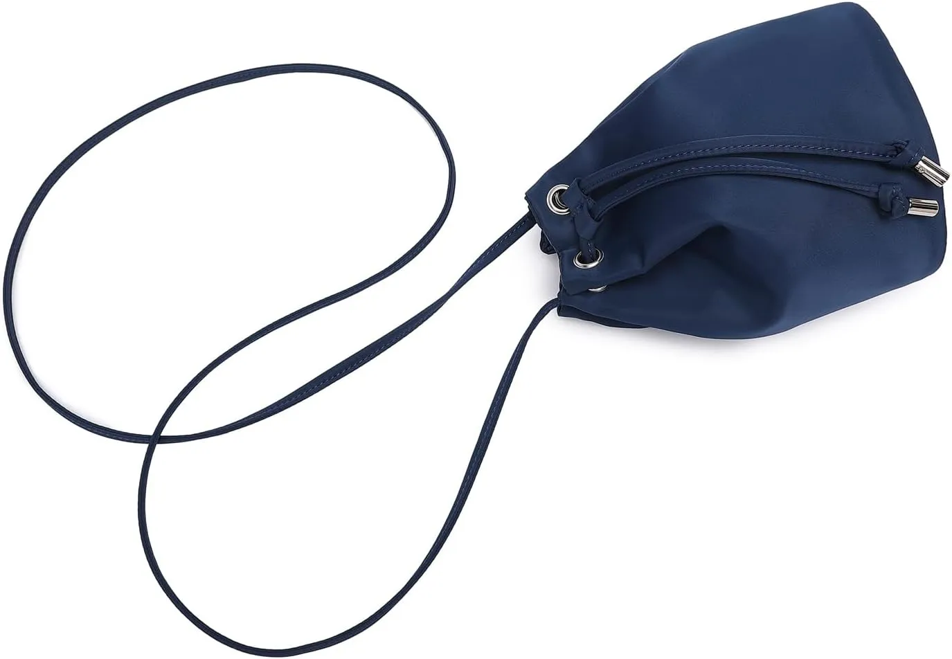 Black Drawstring Crossbody Bag Nylon Fabric Large Capacity Organizer Bag with Gold Tone Hardware