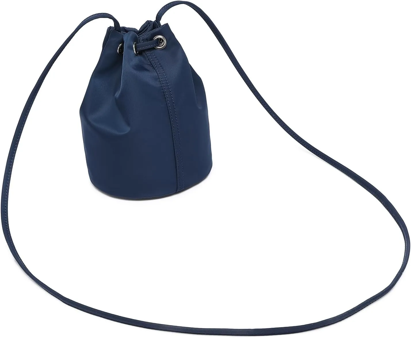 Black Drawstring Crossbody Bag Nylon Fabric Large Capacity Organizer Bag with Gold Tone Hardware