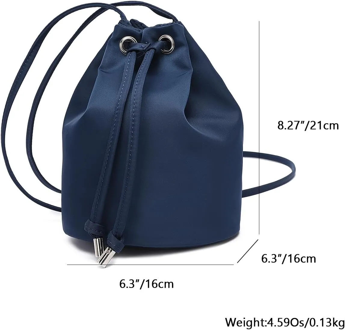 Black Drawstring Crossbody Bag Nylon Fabric Large Capacity Organizer Bag with Gold Tone Hardware