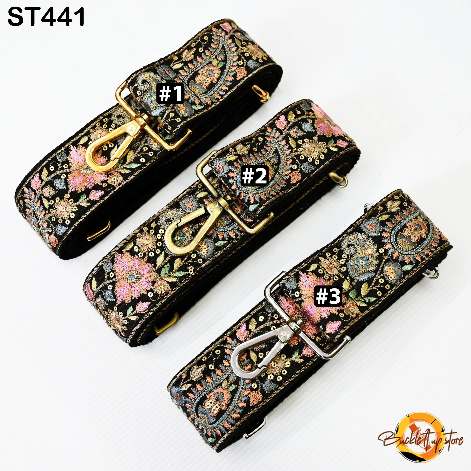 Black Embroidered Purse Strap Crossbody Strap for Purses Handbag Boho Bag Strap Floral Embroidery Replacement Strap Boho Guitar Strap Gift for her