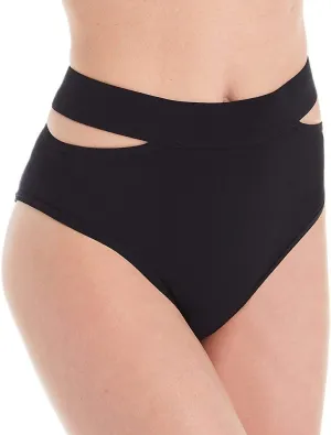 Black Icon Split High-Waist Bikini Swim Bottom, US Medium