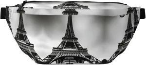 Black Paris Eiffel Tower Multi-Purpose Fanny Pack and Crossbody Bag - High Capacity with Zipper Pockets, Ideal for Men and Women