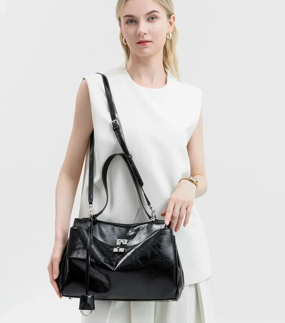 Black Tote Bag Shoulder Bag Large Casual HandBag Work College Purses for Women