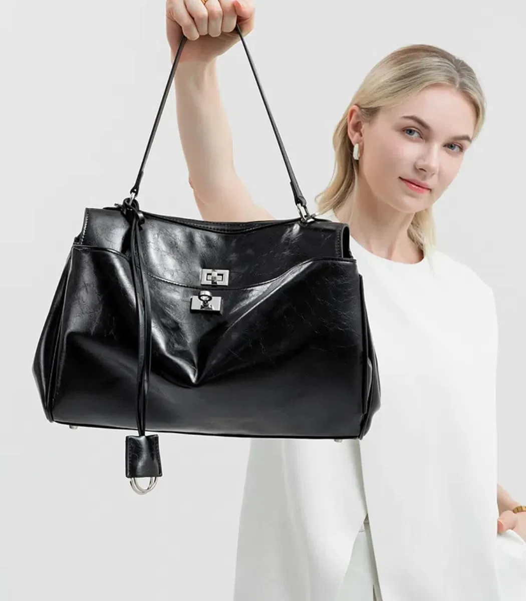 Black Tote Bag Shoulder Bag Large Casual HandBag Work College Purses for Women