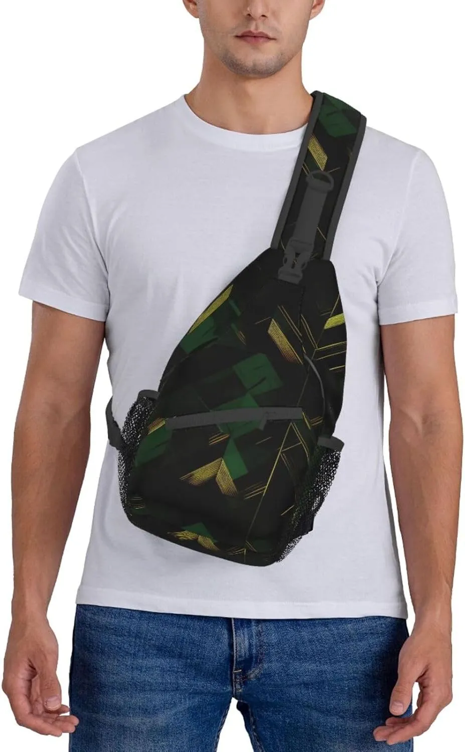 Black White Marble Texture Crossbody Bag Chest Shoulder Bag Small Casual Backpack Suitable For Women Men Hiking