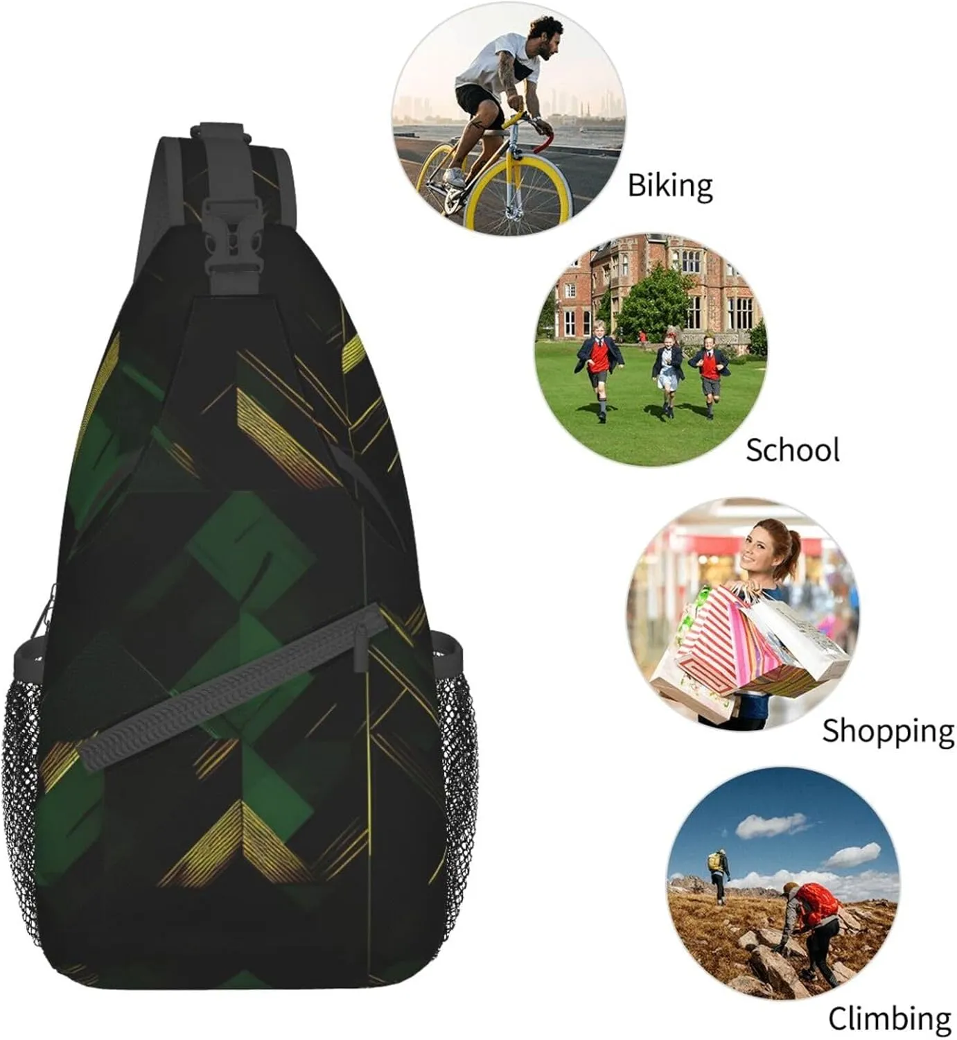 Black White Marble Texture Crossbody Bag Chest Shoulder Bag Small Casual Backpack Suitable For Women Men Hiking