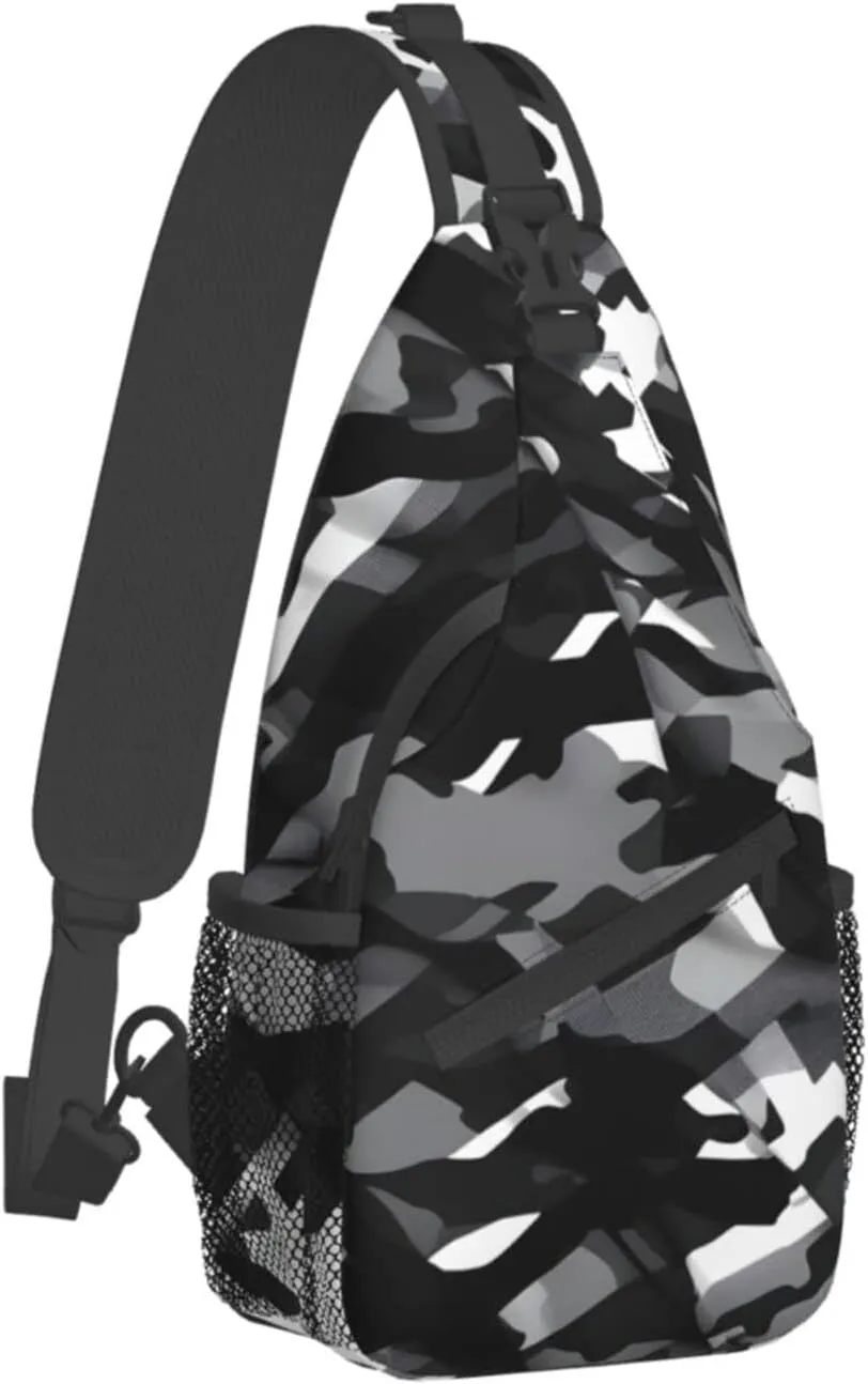 Black White Marble Texture Crossbody Bag Chest Shoulder Bag Small Casual Backpack Suitable For Women Men Hiking
