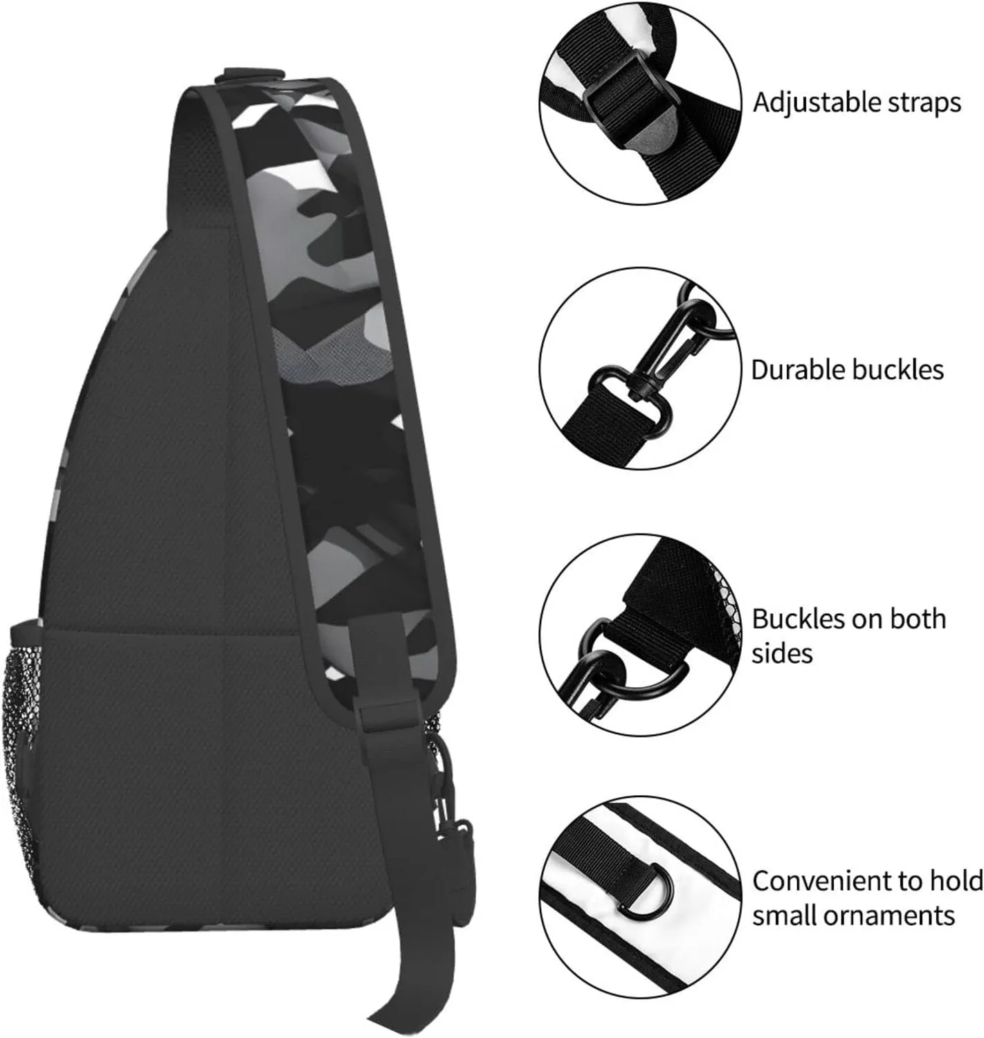 Black White Marble Texture Crossbody Bag Chest Shoulder Bag Small Casual Backpack Suitable For Women Men Hiking