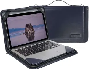 Blue Leather Laptop Messenger Case - Compatible with Dell Latitude 3390 2-in-1