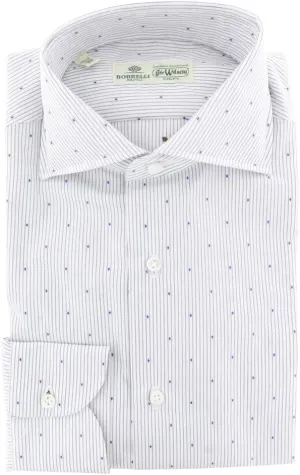 Blue Stripes Button Down Spread Collar Cotton Slim Fit Dress Shirt, Size Large 17