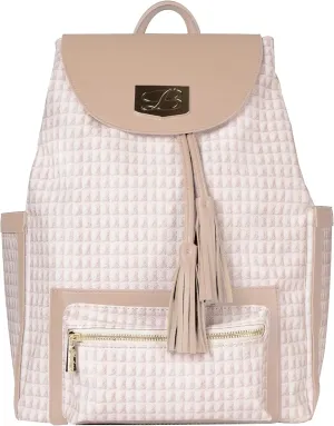 Blueberry Luxury Diaper  Travel Bag Large Designer Backpack with Laptop Sleeve, 4 Insulated Pockets, Quality Leather, Durable, Scratch, Water, Wear Resistant | Vanilla-Bean