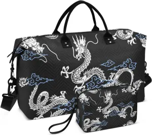 Bolaz Duffle Bag for Travel-Funny Dragon on Black ， Easy Update Large Magnectic Sticker Refrigerator Magnets Decor Wash Machine Magnet Decals23"x26"