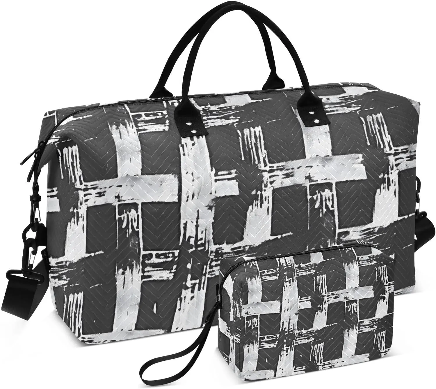 Bolaz Duffle Bag for Travel-Texture in Black and White， Easy Update Large Magnectic Sticker Refrigerator Magnets Decor Wash Machine Magnet Decals23"x26"