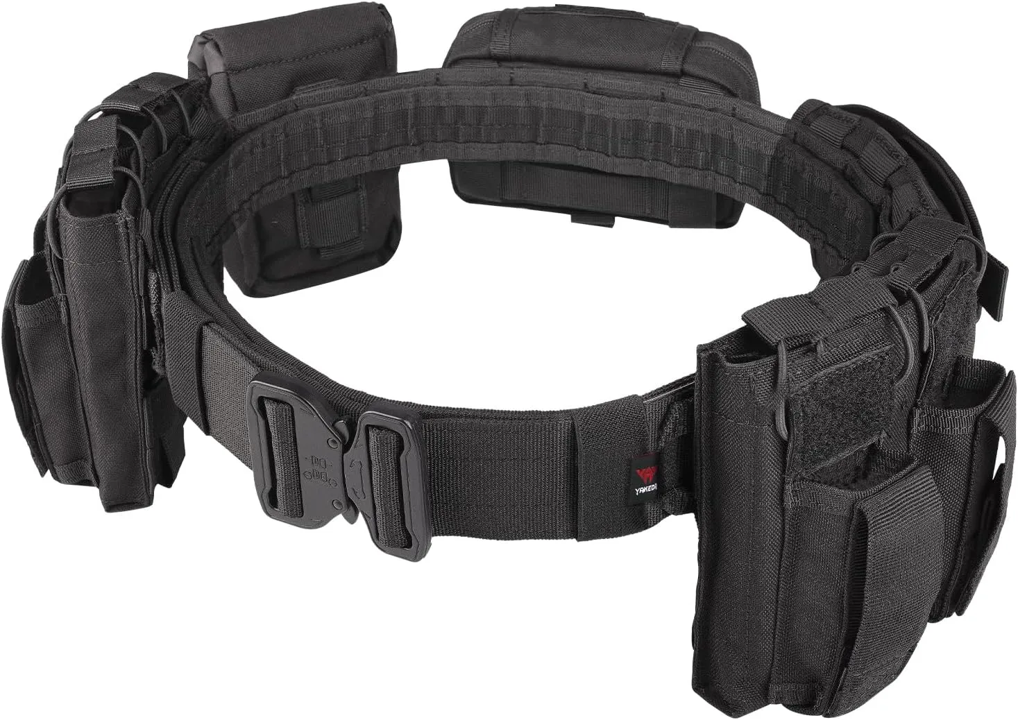 BOMTURN Battle Belt Tactical Belt with Accessories: Duty Belts Law Enforcement Combat Airsoft Police Belt with Pouches 7pcs