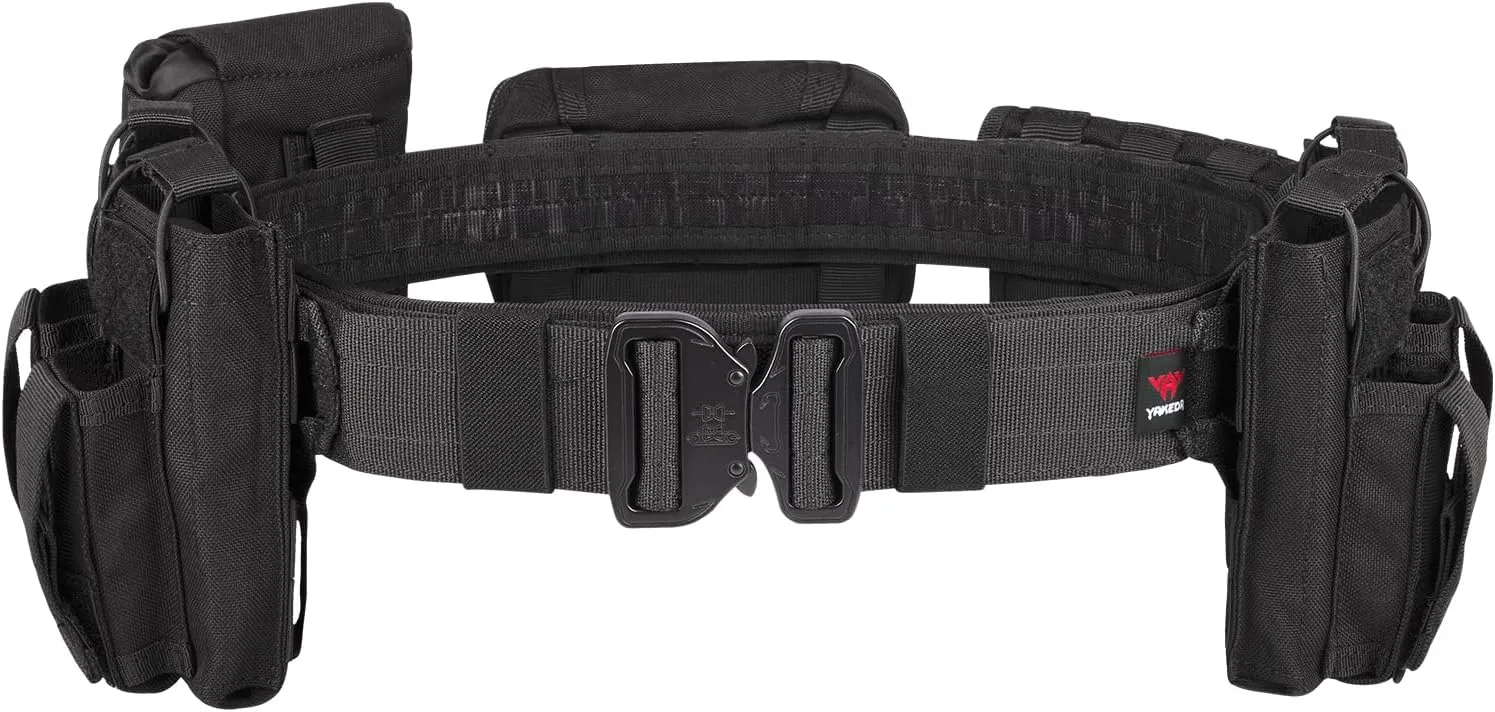 BOMTURN Battle Belt Tactical Belt with Accessories: Duty Belts Law Enforcement Combat Airsoft Police Belt with Pouches 7pcs