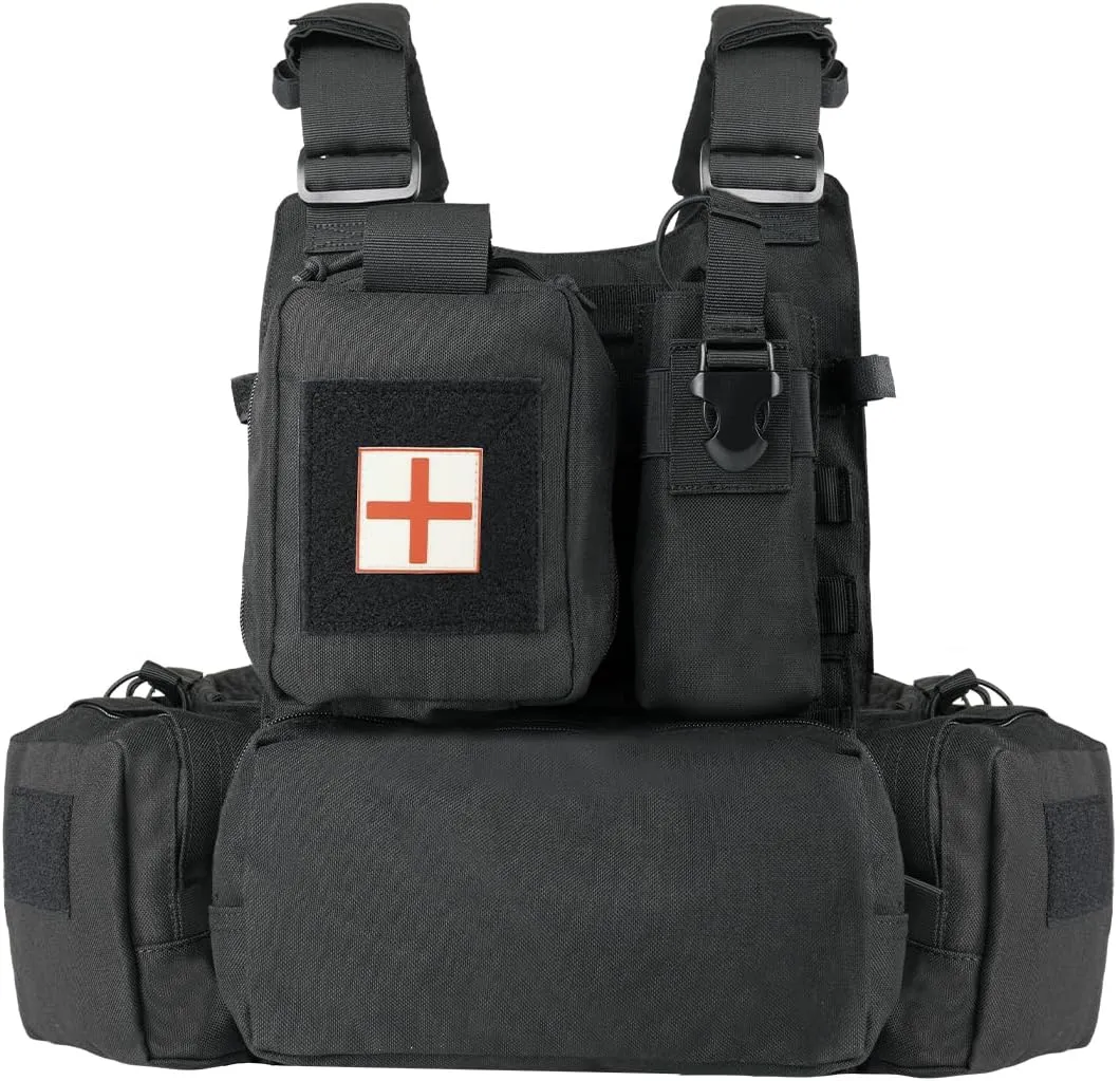 BOMTURN Great Tactical Outdoor Vest for Men Multifunctional Modular Molle Vest with Metal Buckles