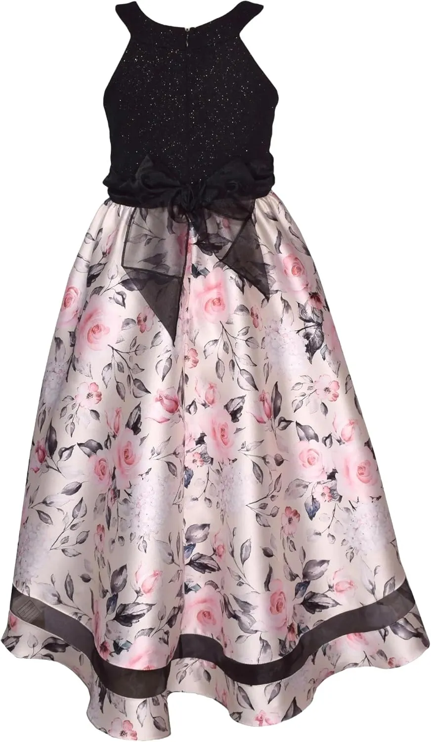 Bonnie Jean Girls 2T-16 Sparkle Knit Floral Mikado Dress