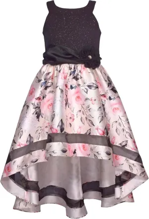 Bonnie Jean Girls 2T-16 Sparkle Knit Floral Mikado Dress