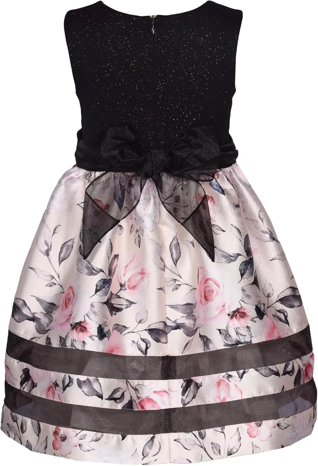 Bonnie Jean Girls 2T-16 Sparkle Knit Floral Mikado Dress