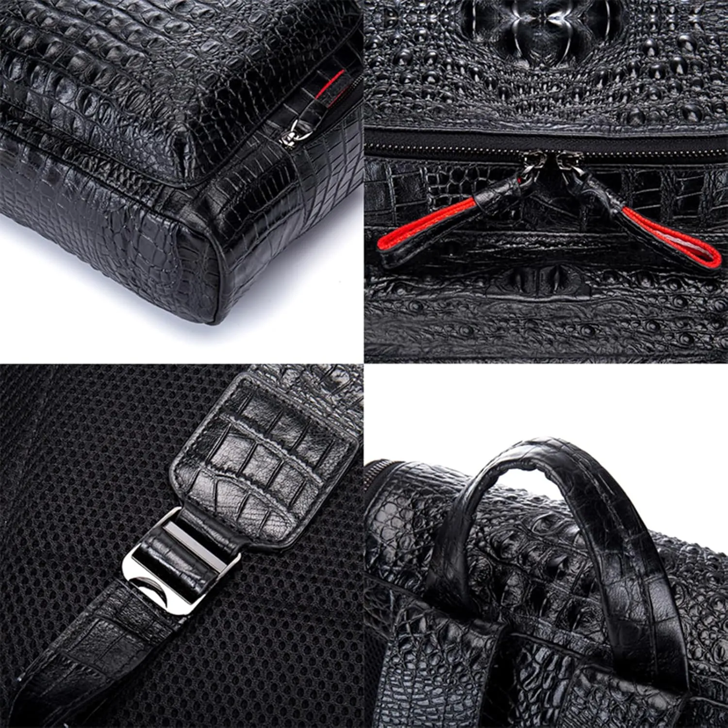 boshiho Real Leather Laptop Backpack Fashion Travel Bag Daypack for Men, Crocodile Pattern (L)