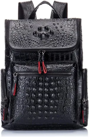 boshiho Real Leather Laptop Backpack Fashion Travel Bag Daypack for Men, Crocodile Pattern (S)