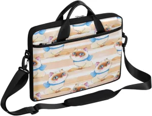 Bow Shy Cat Laptop Computer Bag Waterproof Shoulder Messenger Bag 13-15 inch Durable Laptop Tote Bag with Shoulder Strap Handle Lightweight Crossbody Briefcase