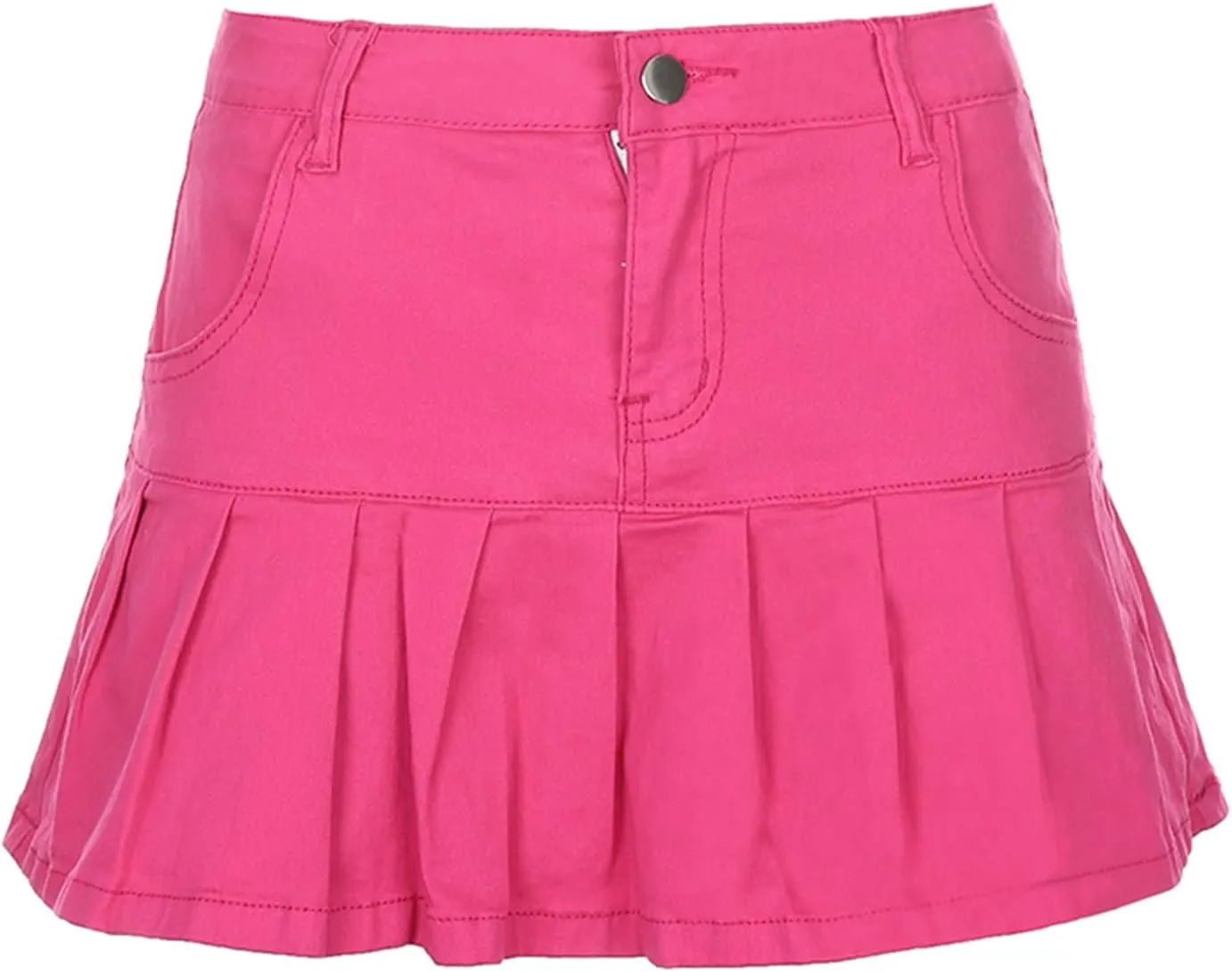 Bowanadacles Women Fashion High Waist Pleated Ruffle Denim Skirt School Uniform A-line Mini Skirt with Lining Shorts Girls