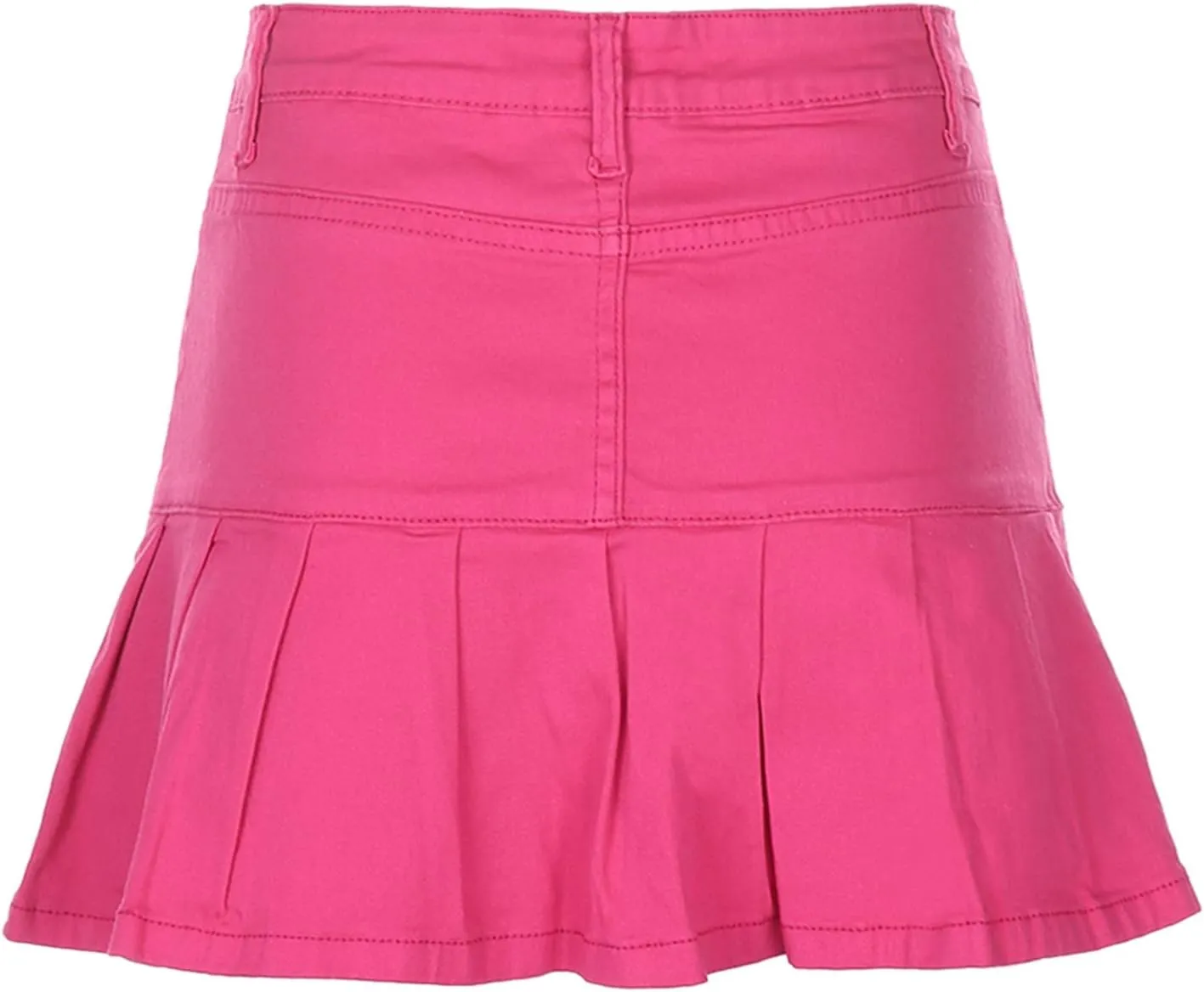 Bowanadacles Women Fashion High Waist Pleated Ruffle Denim Skirt School Uniform A-line Mini Skirt with Lining Shorts Girls