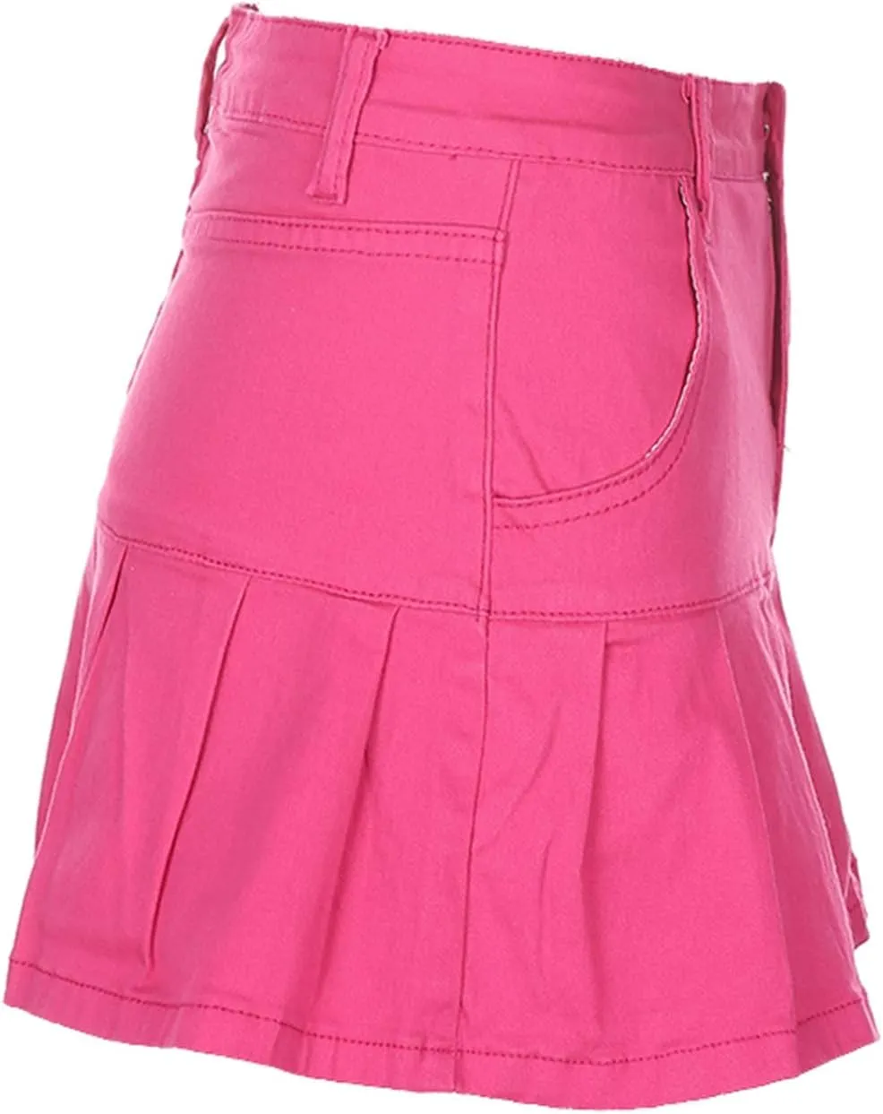 Bowanadacles Women Fashion High Waist Pleated Ruffle Denim Skirt School Uniform A-line Mini Skirt with Lining Shorts Girls