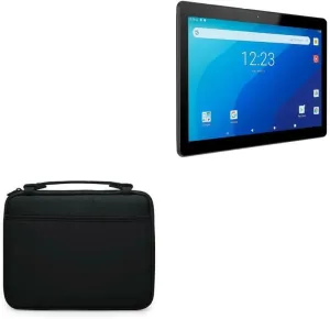 BoxWave Case Compatible with Gateway 10.1in Android Tablet - Hard Shell Briefcase, Slim Messenger Bag Briefcase Cover Side Pockets - Jet Black