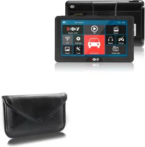 BoxWave Case Compatible with Xgody 886F - Elite Leather Messenger Pouch, Synthetic Leather Cover Case Envelope Design - Jet Black