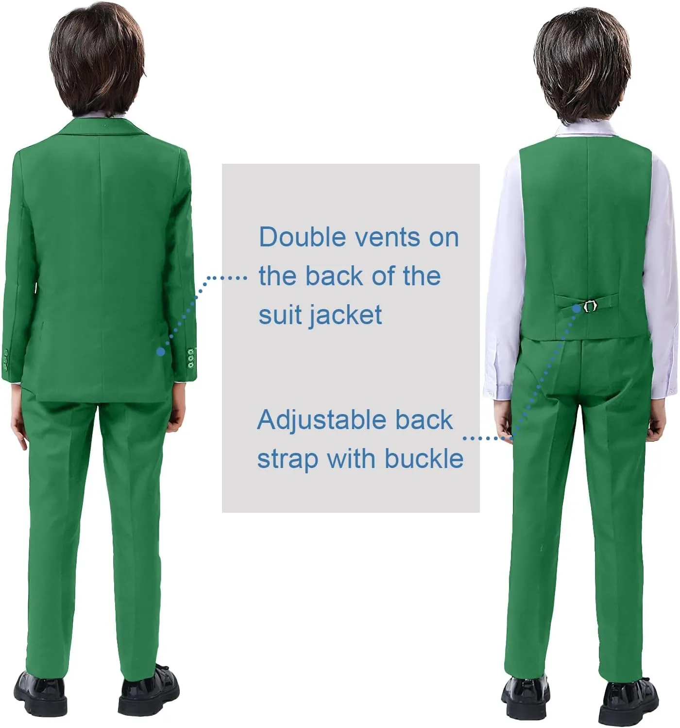 Boy Suits 5 Pieces Formal Suit Set with Adjustable Waist Kids Dress Suit for Wedding Prom
