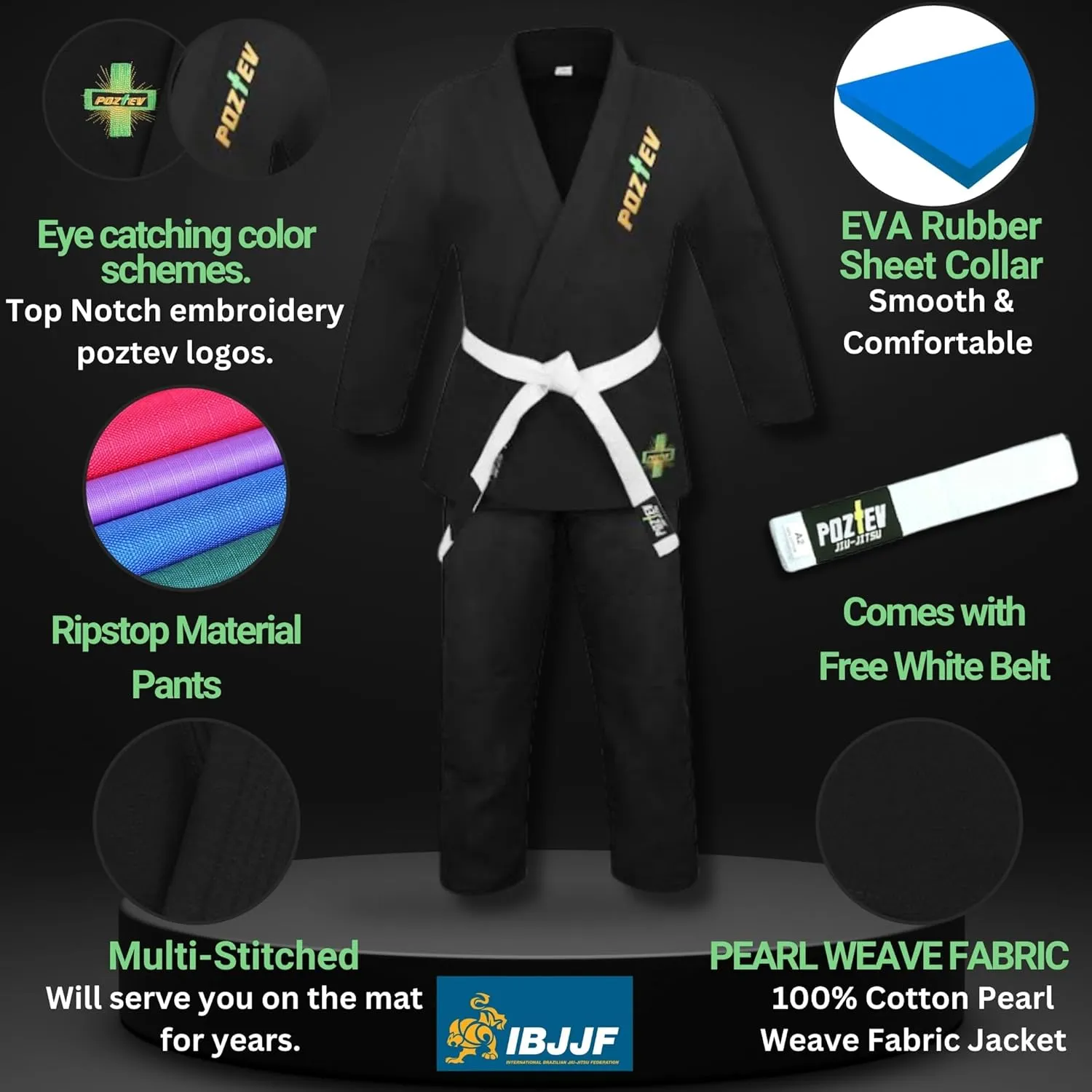 Brazilian Jiu Jitsu Gi for Men & Women BJJ Gi Grappling Kimonos Preshrunk Lightweight Fabric Martial Arts Uniform