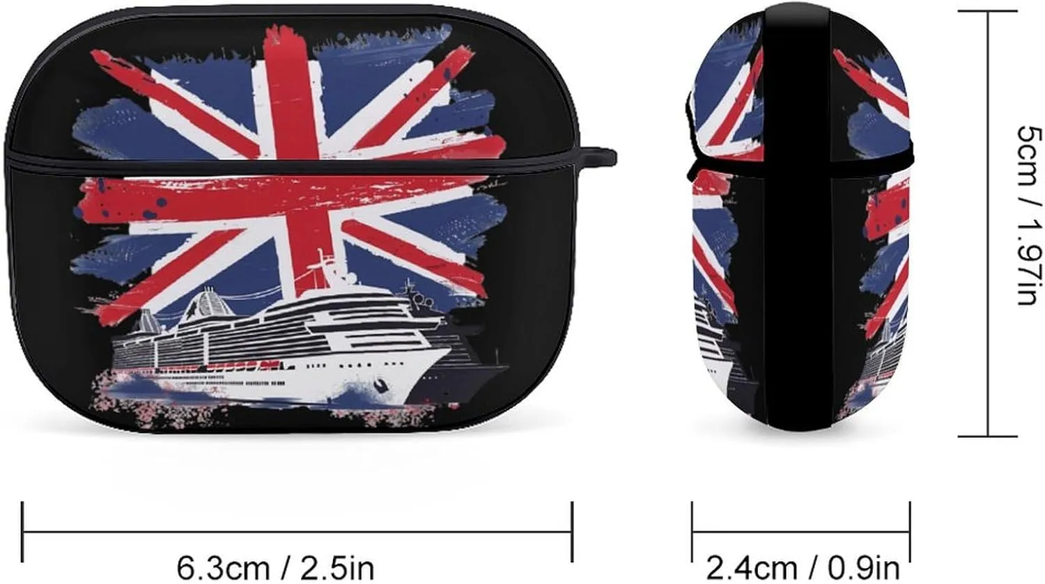 British Flag Cruise Ship Funny Hard Case Compatible with Airpods Pro Earbuds Headset Cover Protective Storage Bag for Men Women