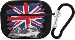 British Flag Cruise Ship Funny Hard Case Compatible with Airpods Pro Earbuds Headset Cover Protective Storage Bag for Men Women