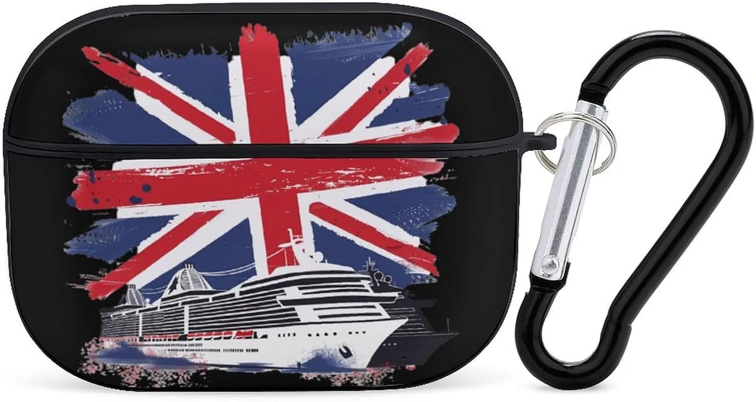 British Flag Cruise Ship Funny Hard Case Compatible with Airpods Pro Earbuds Headset Cover Protective Storage Bag for Men Women