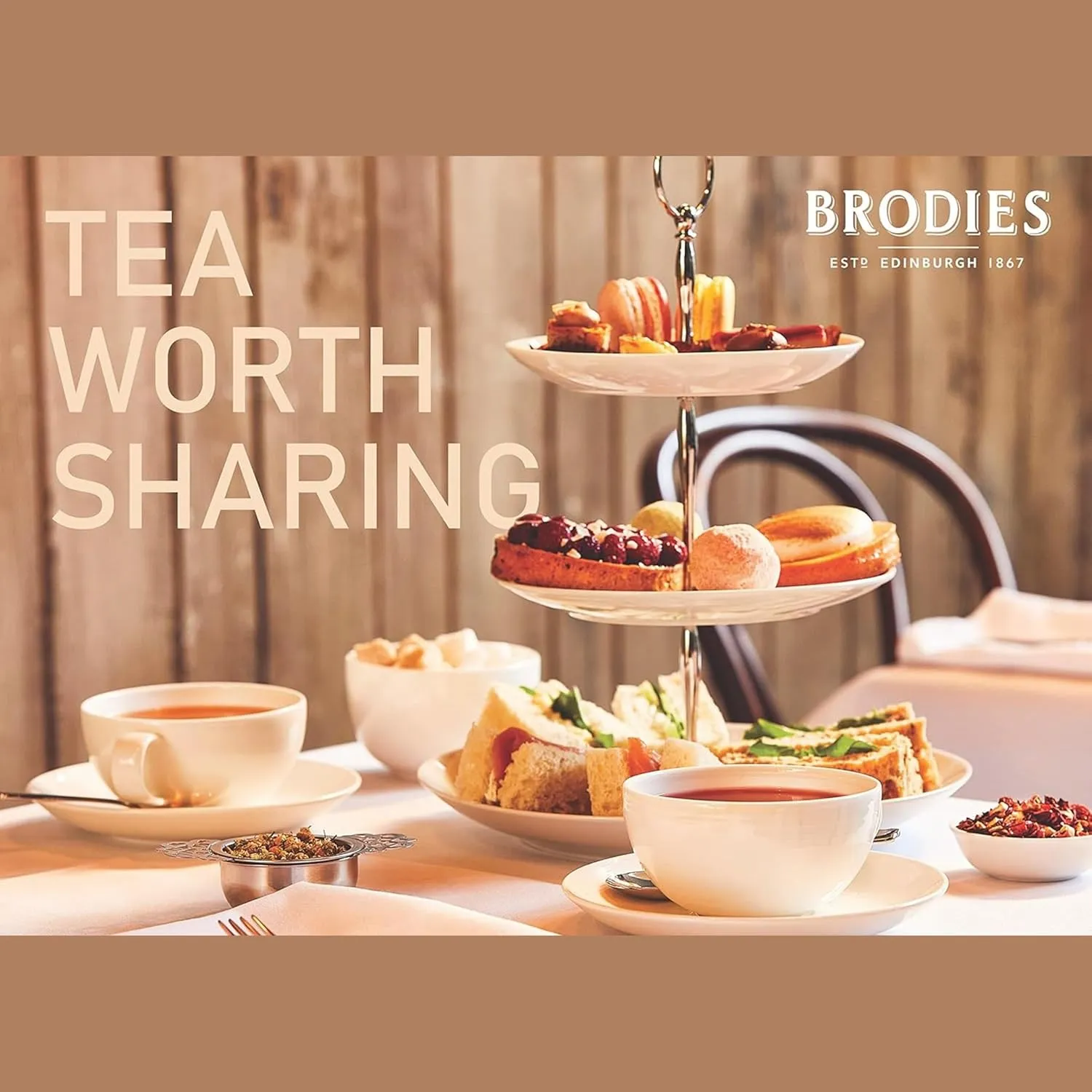 Brodies Tea, Scottish Breakfast Tea, Black Tea Imported from Scotland, Canister of 50 Bags (Pack of 2)