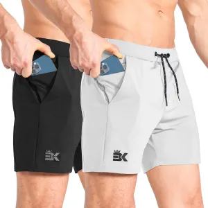 BROKIG Men's Lightweight Gym Shorts,Bodybuilding Quick Dry Running Athletic Workout Shorts for Men with Pockets